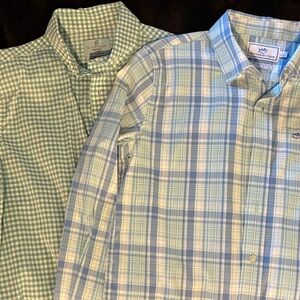 Southern Tide/ Class Club Blue and Green Plaid Shirts